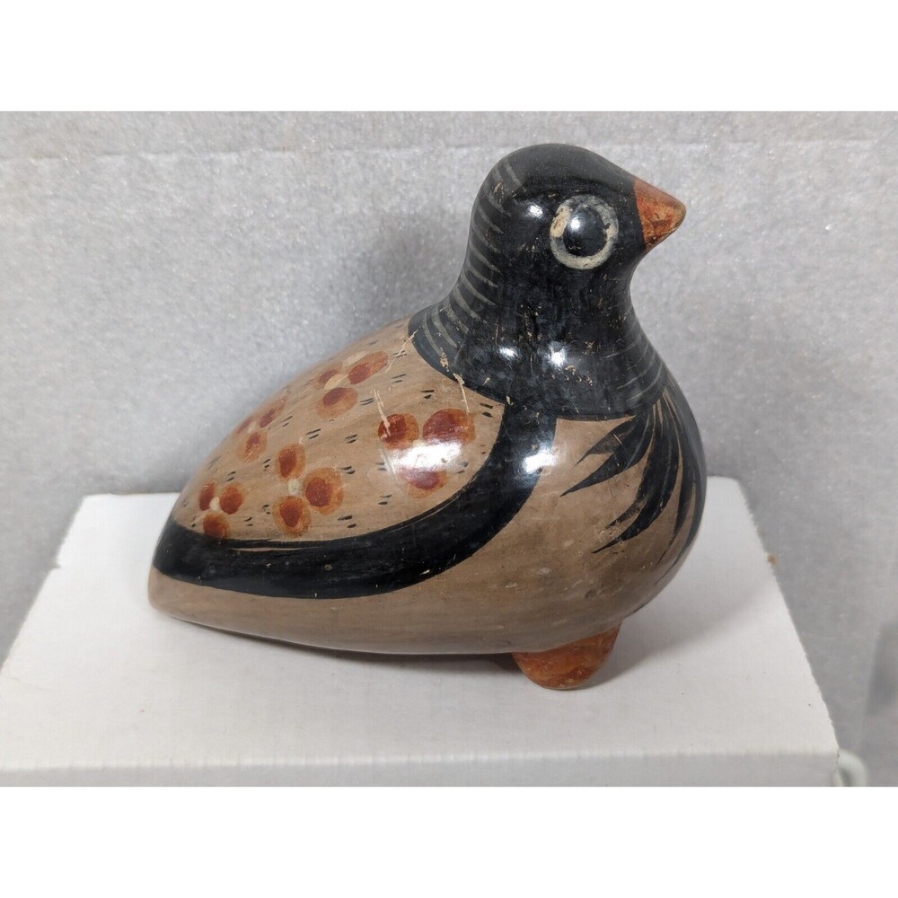 Tonala Bird Figurine Mexican Folk Art Pottery Handmade Hand Painted TN4
